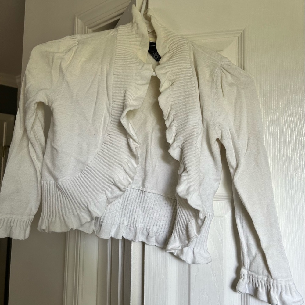 INC International Concepts Cream Ruffled Sweater
